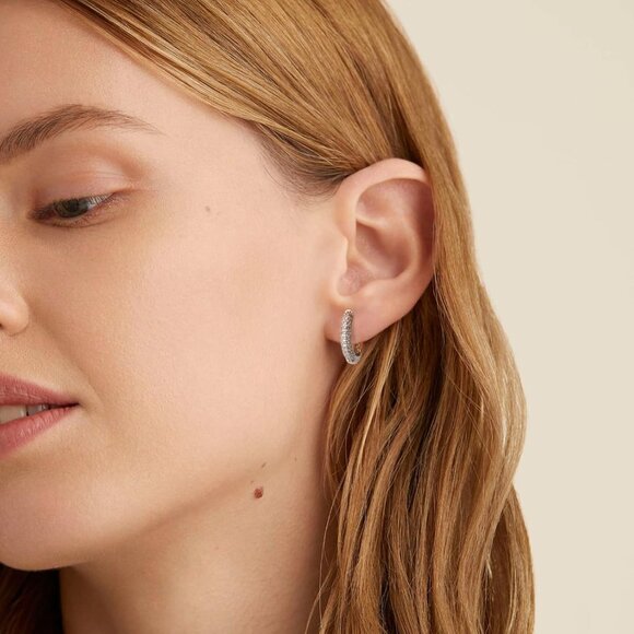 ⚡ Hoop Earrings Women 925 Sterling Silver White Gold Plated Hypoallerge - Picture 3 of 7